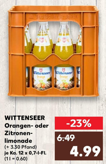 Kaufland WITTENSEER Orangen- oder Zitronen-limonade Ka. 12 x 0,7-1-FI. Angebot