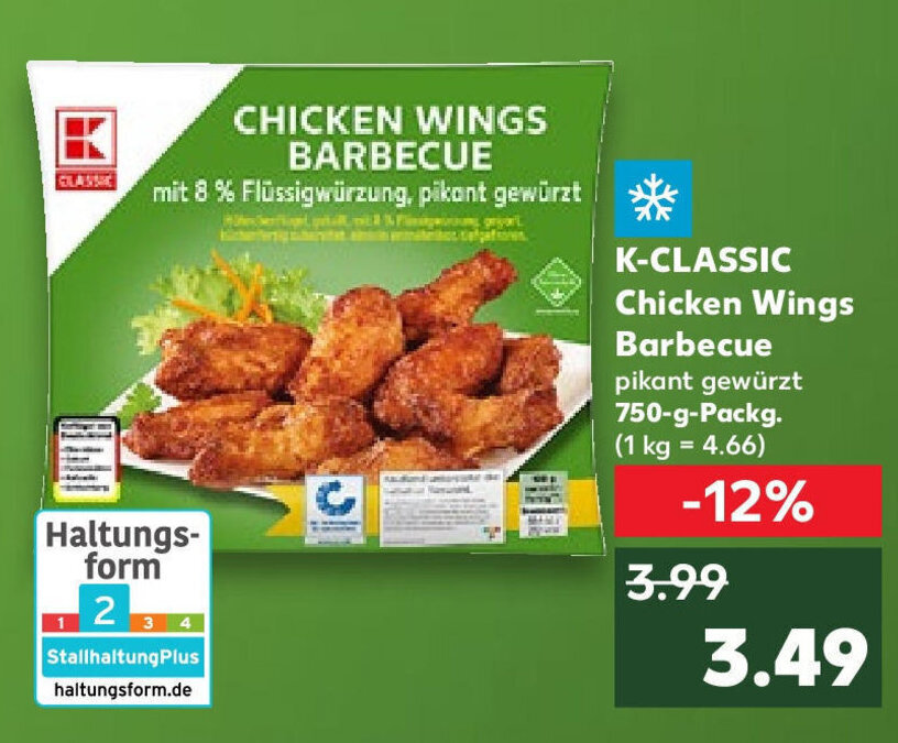 KCLASSIC Chicken Wings Barbecue 750gPackg. Angebot bei Kaufland