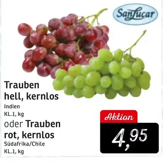 KONSUM SanLucar Trauben hell, kernlos oder Trauben rot, kernlos Angebot