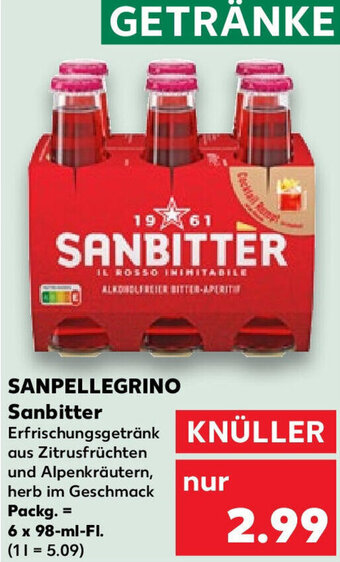 Kaufland SANPELLEGRINO Sanbitter 6x98 ml Fl. Angebot