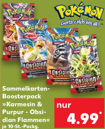 Kaufland Pokémon Sammelkarten-Boosterpack >>Karmesin & Purpur - Obsidian Flammen<< Angebot