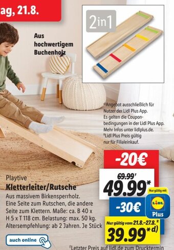 Lidl Playtive Kletterleiter/Rutsche Angebot