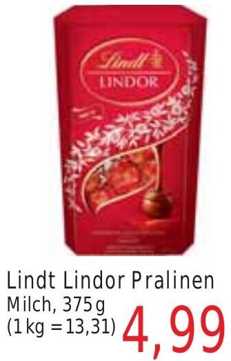 Wiglo Wunderland Lindt Lindor Pralinen Milch 375 g Angebot