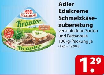 Famila Nord Ost Adler Edelcreme Schmelzkäsezubereitung 100-g-Packung Angebot