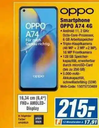 Expert Oppo Smartphone A74 4g Angebot