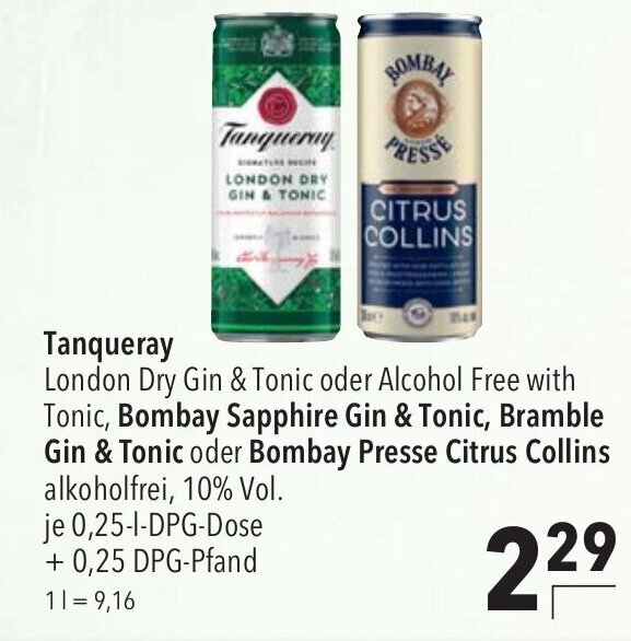 Tanqueray, Bombay Sapphire Gin & Tonic, Bramble Gin & Tonic oder Bombay