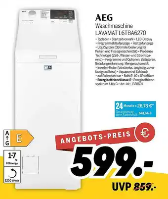 MEDIMAX Aeg Waschmaschine Lavamat L6tba6270 Angebot