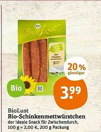 tegut Biolust Bio-schinkenmettwürstchen Angebot