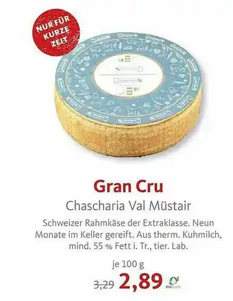 VollCorner Biomarkt Gran Cru Chascharia Val Müstair Angebot