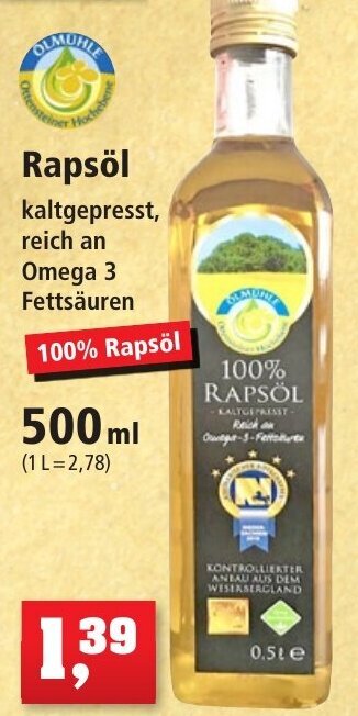 Thomas Philipps Olmühle Rapsöl 500 ml Angebot