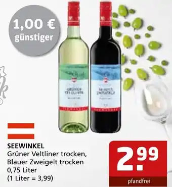 Getränke Quelle Seewinkel Grüner Veltliner trocken oder Blauer Zweigelt trocken 0,75L Angebot