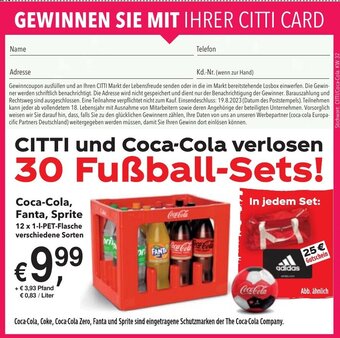 CITTI Markt Coca-Cola, Fanta, Sprite 12 x 1L Angebot