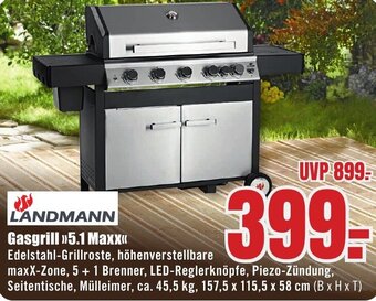 B1 Discount Baumarkt LANDMANN Gasgrill >>5.1 Maxx<< Angebot