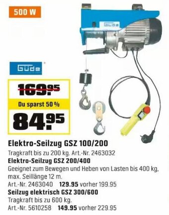 OBI Güde Elektro-Seilzug GSZ 100/200 Angebot