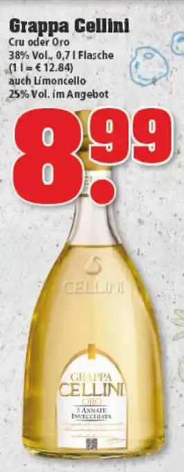 trinkgut Grappa Cellini Cru oder Oro 0,7L Angebot