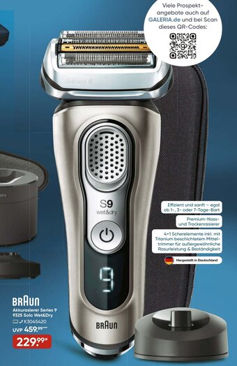 Galeria BRAUN Akkurasierer Series 9 9325 Solo Wet&Dry Angebot