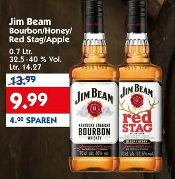 Hol'ab Getränkemarkt Jim Beam Bourbon, Honey, Red Stag oder Apple 0,7L Angebot