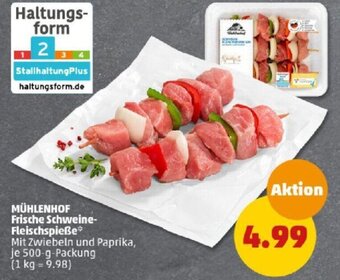 PENNY MÜHLENHOF Frische Schweine-Fleischspieße* 500 g Packung Angebot