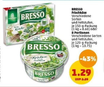 PENNY BRESSO Frischkäse 150 g Packung/120 g Packung Angebot