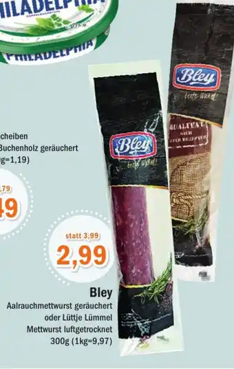 Aktiv Irma Bley Aalrauchmettwurst geräuchert oder Lüttje Lümmel Mettwurst luftgetrocknet 300g Angebot