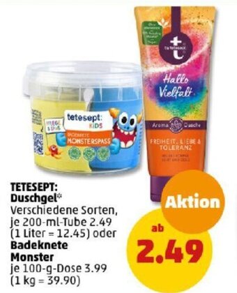 PENNY TETESEPT: Duschgel* 200-ml-Tube oder Badeknete Monster 100 ml Dose Angebot