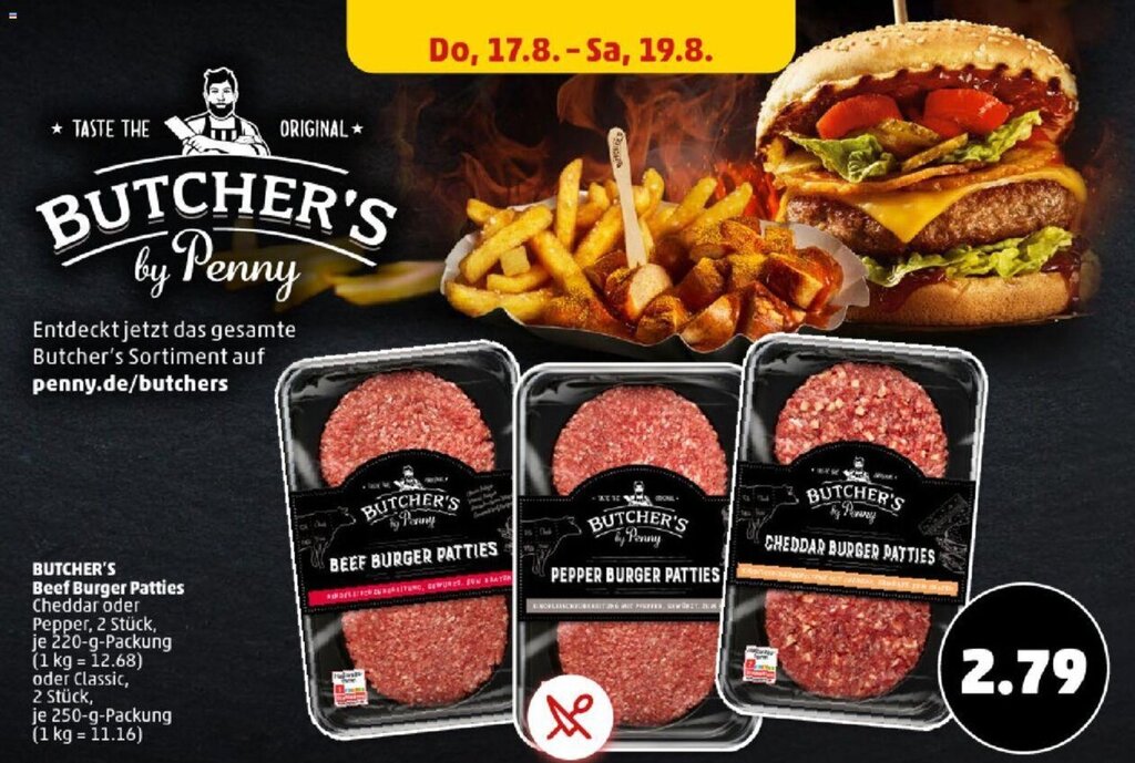 BUTCHER'S Beef Burger Patties 220gPackung oder Classic 250 g Packung