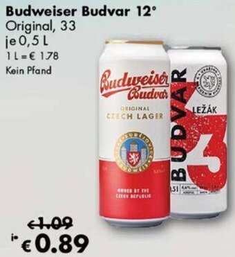 Travel Free Budweiser Budvar 12° je 0,5 L Angebot