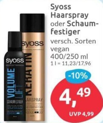 Budni Syoss Haarspray oder Schaumfestiger 400/250 ml Angebot