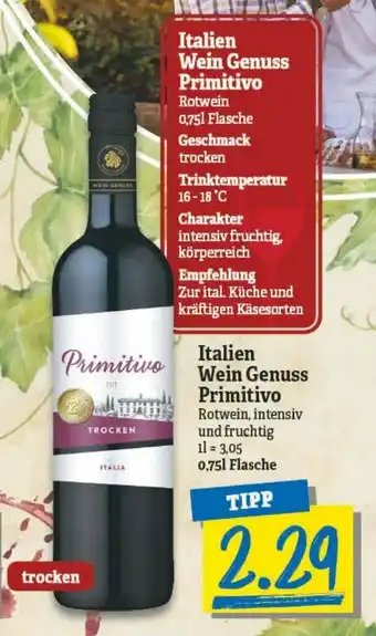 NP Discount Italien Wein Genuss Primitivo 0,75L Angebot