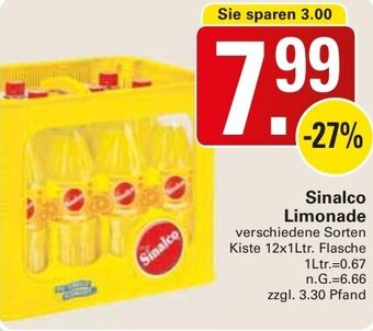 WEZ Sinalco Limonade Kiste 12x1Ltr. Flasche Angebot