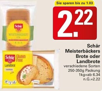 WEZ Schär Meisterbäckers Brote oder Landbrote 250-350g Packung Angebot