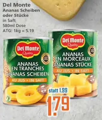 Klaas und Kock Del Monte Ananas Scheiben oder Stücke 580ml Angebot