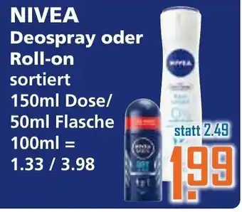 Klaas und Kock Nivea Deospray oder Roll On 150ml/50ml Angebot