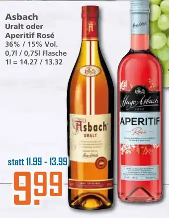 Klaas und Kock Asbach Uralt oder Aperitif Rosé 0,7/0,75L Angebot