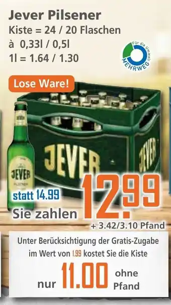 Klaas und Kock Jever Pilsener 24/20x0,33/0,5L Angebot