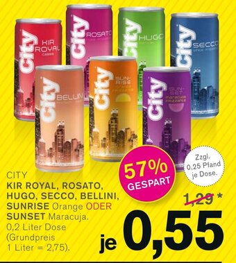 KODi City KIR ROYAL, ROSATO, HUGO, SECCO, BELLINI, SUNRISE Orange ODER SUNSET Maracuja. 0,2 L Angebot