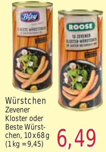 Wiglo Wunderland Würstchen Zevener Kloster oder Beste Würst-chen, 10x68g Angebot