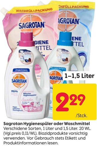 Rusta Sagrotan Hygienespüler oder Waschmittel 1-1,5 Liter Angebot