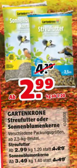 Hagebau Gartenkrone Streufutter oder Sonnenblumenkerne Angebot