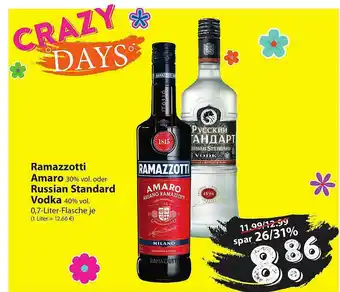 Famila Nord Ost Ramazzotti Amaro Oder Russian Standard Vodka Angebot