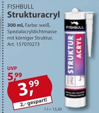 Sonderpreis Baumarkt FISHBULL Strukturacryl 300 ml, Farbe: weiß, Spezialacryldichtmasse mit körniger Struktur Angebot