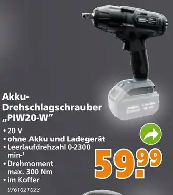 Globus Baumarkt Akku Drehschlagschrauber PIW20-W Angebot