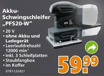 Globus Baumarkt Akku Schwingschleifer PFS20-W Angebot