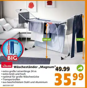 Globus Baumarkt Vileda Wäscheständer Magnum Angebot