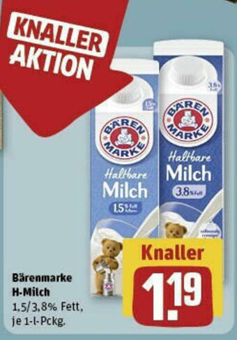 REWE Bärenmarke H-Milch 1-l-Pckg. Angebot