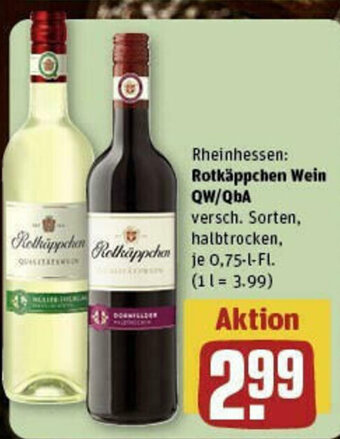 REWE Rotkäppchen Wein QW/QbA 0,75-l-Fl. Angebot