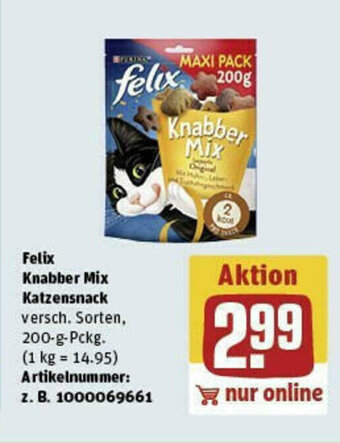 REWE Felix Knabber Mix Katzensnac 200-g-Pckg. Angebot