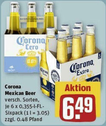 REWE Corona Mexican Beer 6 x 0,355-l-Fl. Sixpack Angebot