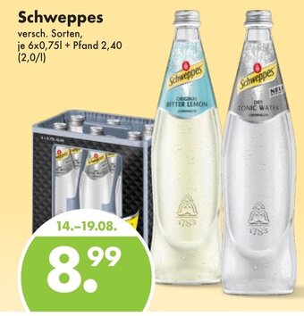 Trink und Spare Schweppes versch. Sorten, 6*750ml Angebot