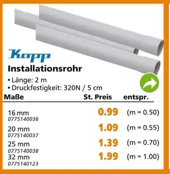 Globus Baumarkt Kopp Installationsrohr Angebot